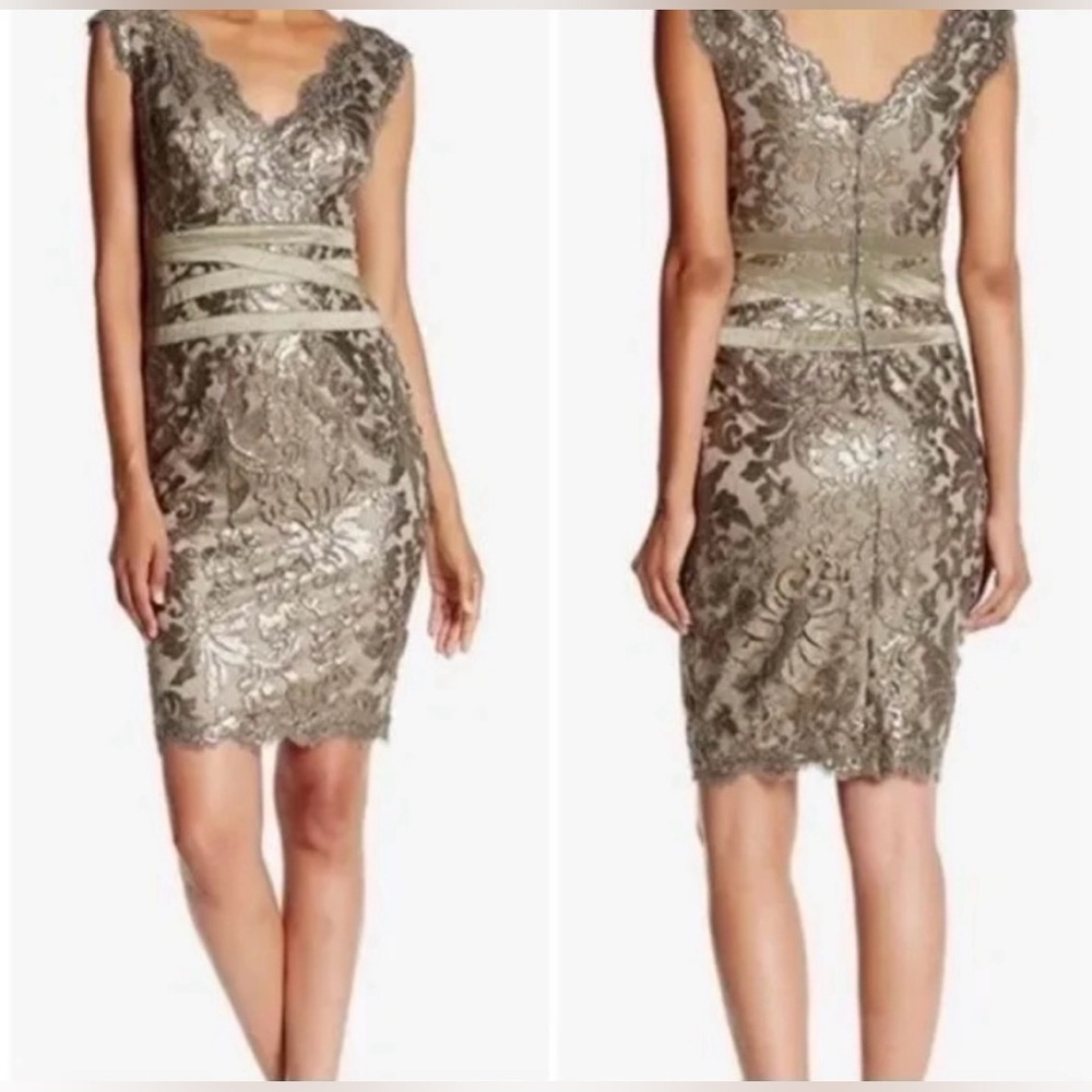 Tadashi‎ Shoji Metallic Lace Mini Dress
